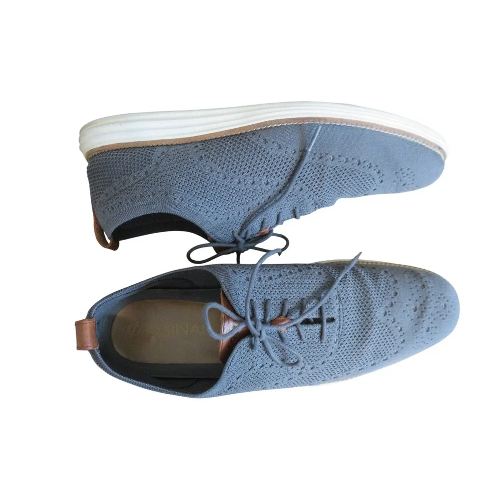 Cole Haan Original Grand Stitch Lite Gray‎ Knit Oxford Lace Up Shoes Mens 13 M